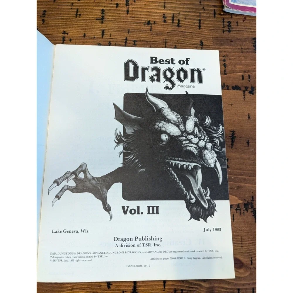 Vintage Dragon Magazine Best of Dragon Vol III Good Condition From 1983